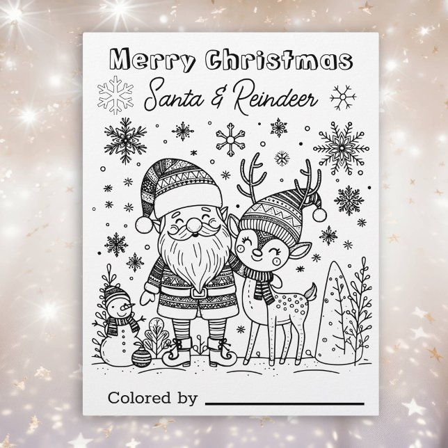 Colour Me Page for Kids Santa & Reindeer Christmas (Creator Uploaded)