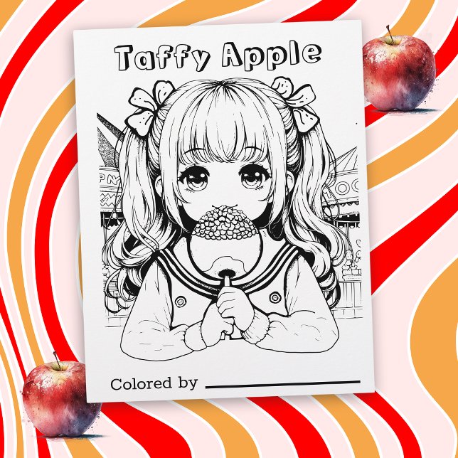 Colour Me Page for Kids | Taffy Apple Anime Girl (Creator Uploaded)