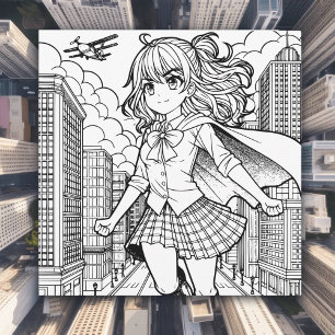 Colour Me Poster Anime Superhero Girl