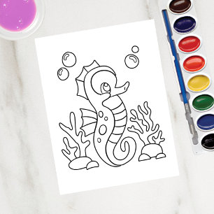 Colour Me Seahorse Kids Activity Cards