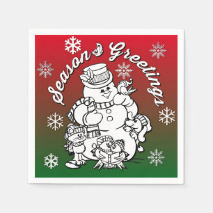 Colour Me Snowman and Friends Christmas Napkins