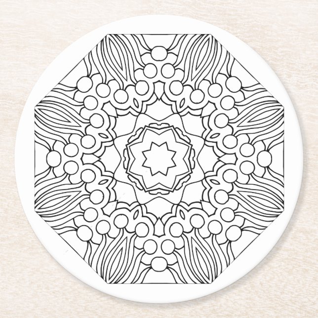 colour me stars and flowers coaster (Front)