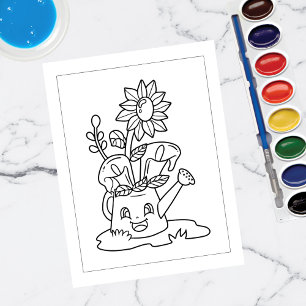 Colour Me Watering Can Sunflowers   Activity Cards