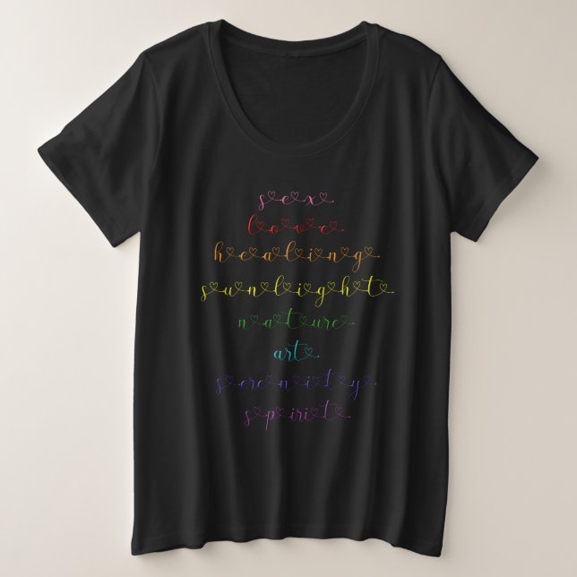 Colour Meaning Rainbow Text LGBTQ Gay Pride 2021  Plus Size T-Shirt (Design Front)