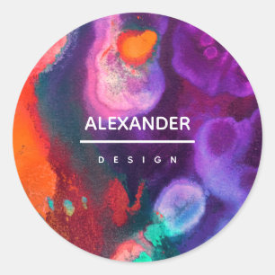 Colour Meditation   Orange & Purple Classic Round Sticker