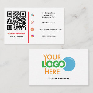 Colour Minimalist Professional Company Logo QR Cod Business Card