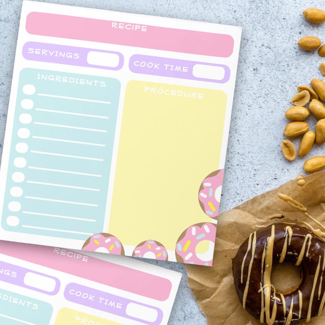 Colour Modifiable Blank Sheet Pastry Cooking Recip Notepad (Creator Uploaded)