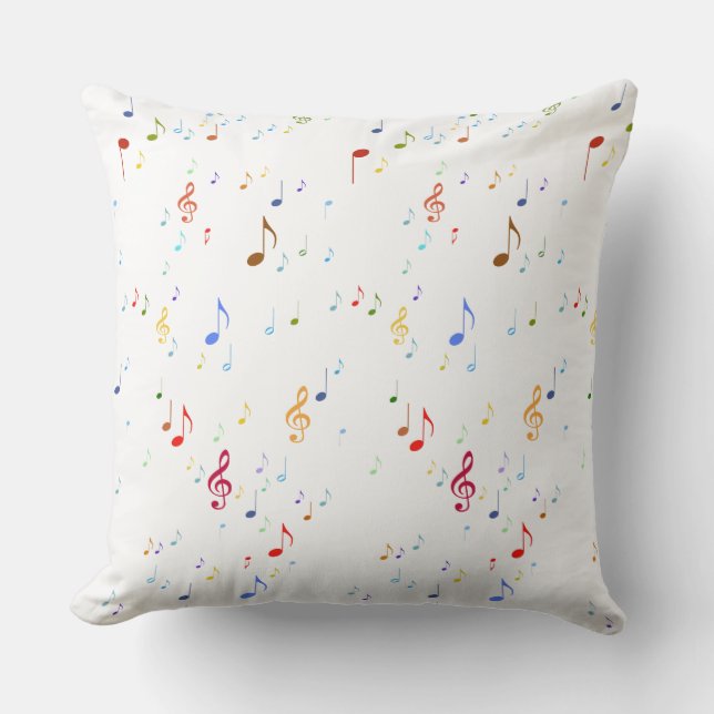 colour musical notes pattern decor idea cushion (Front)