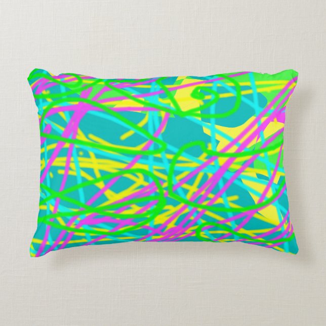 Colour My Dreams Scribble Pattern Expressive Artsy Decorative Cushion (Front)