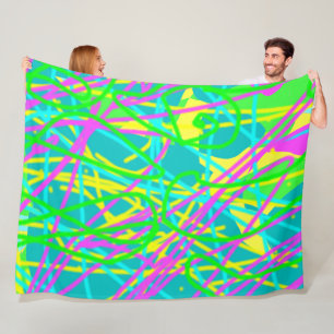 Colour My Dreams Scribble Pattern Expressive Artsy Fleece Blanket