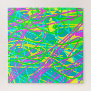 Colour My Dreams Scribble Pattern Expressive Artsy Jigsaw Puzzle