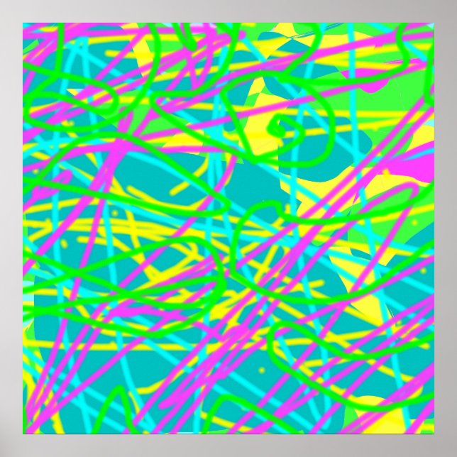 Colour My Dreams Scribble Pattern Expressive Artsy Poster (Front)