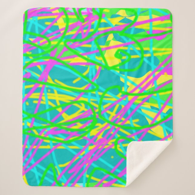 Colour My Dreams Scribble Pattern Expressive Artsy Sherpa Blanket (Front)