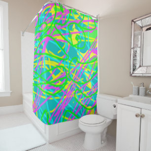 Colour My Dreams Scribble Pattern Expressive Artsy Shower Curtain