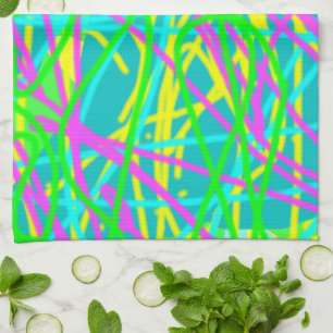 Colour My Dreams Scribble Pattern Expressive Artsy Tea Towel