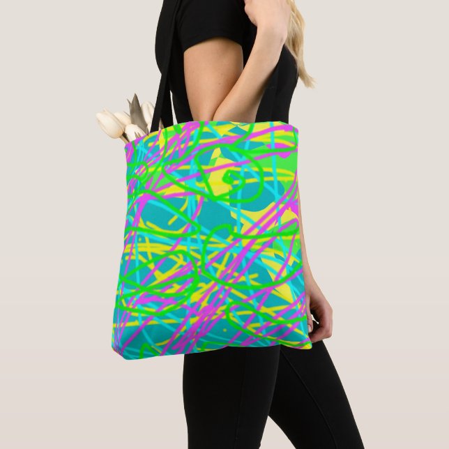 Colour My Dreams Scribble Pattern Expressive Artsy Tote Bag (Close Up)