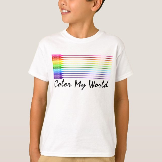 Colour My World Rainbow Crayons T-Shirt (Front)