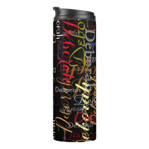 Colour Names Repeated all over Black  Thermal Tumbler