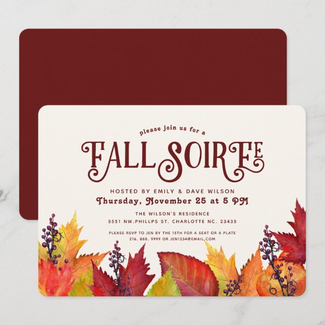 Colour of Autumn | Fall Soiree Dinner Party Invitation (Front/Back)