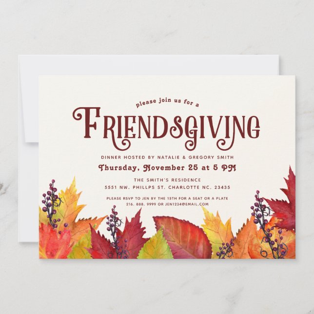 Colour of Autumn | Friendsgiving Dinner Party Invitation (Front)