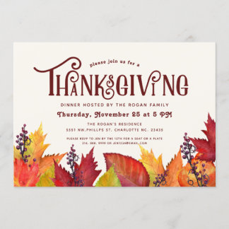 Colour of Autumn | Thanksgiving Dinner Party Invitation