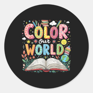 Colour Our World Book Reading Program 2025 Summer  Classic Round Sticker