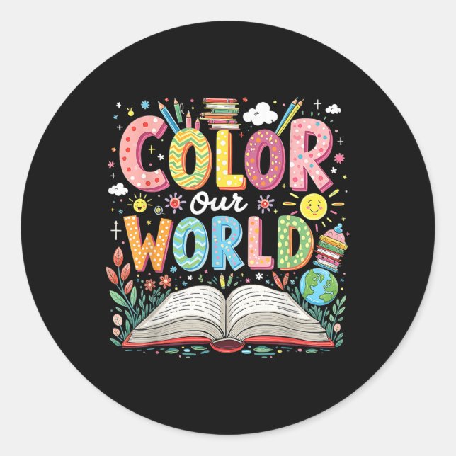 Colour Our World Book Reading Program 2025 Summer  Classic Round Sticker (Front)