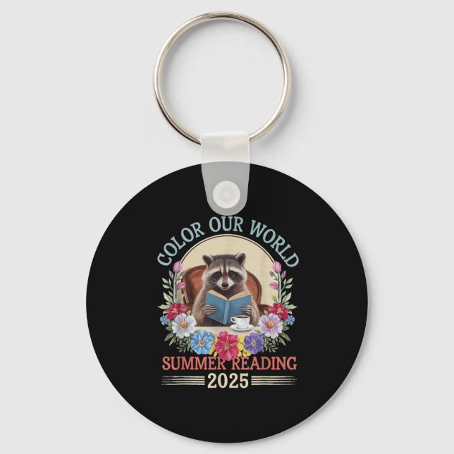Colour Our World Racoon Summer Reading 2025  Key Ring (Front)