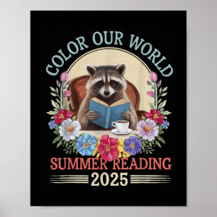 Colour Our World Racoon Summer Reading 2025  Poster