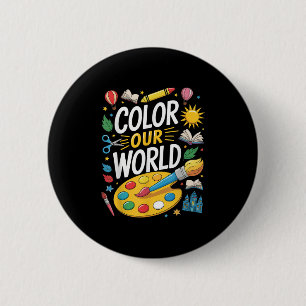 Colour Our World Summer Reading 2025 Art Painting 6 Cm Round Badge