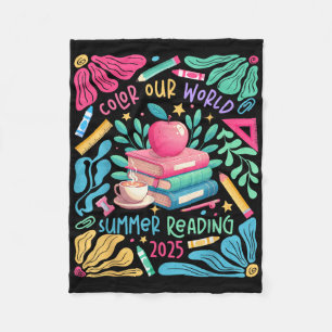 Colour Our World Summer Reading 2025 Boho Wildflow Fleece Blanket