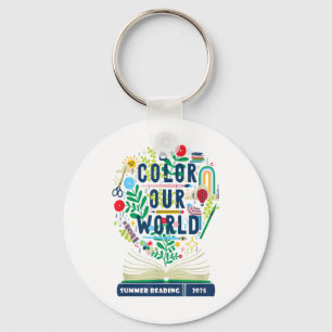 Colour Our World Summer Reading 2025 Boho Wildflow Key Ring