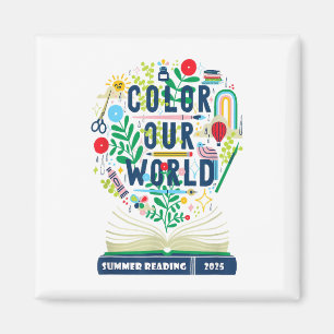 Colour Our World Summer Reading 2025 Boho Wildflow Magnet