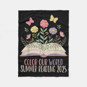 Colour Our World Summer Reading 2025 Cute Book Wil Fleece Blanket