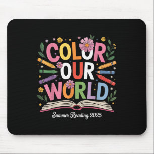 Colour Our World Summer Reading 2025 Cute Book Wil Mouse Pad