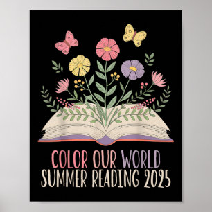 Colour Our World Summer Reading 2025 Cute Book Wil Poster