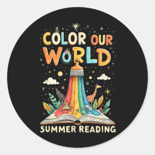 Colour Our World Summer Reading Book Art For Kids  Classic Round Sticker