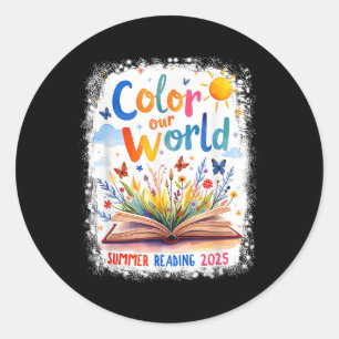 Colour Our World Summer Reading Book Wildflowers B Classic Round Sticker