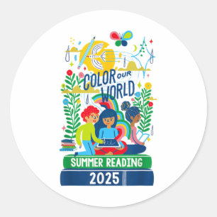 Colour Our World Summer Reading Program 2025 Book Classic Round Sticker