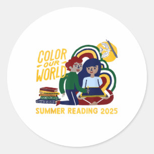 Colour Our World Summer Reading Program 2025 Book  Classic Round Sticker