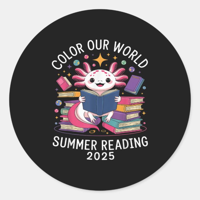 Colour Our World Summer Reading Program 2025 Cute  Classic Round Sticker (Front)