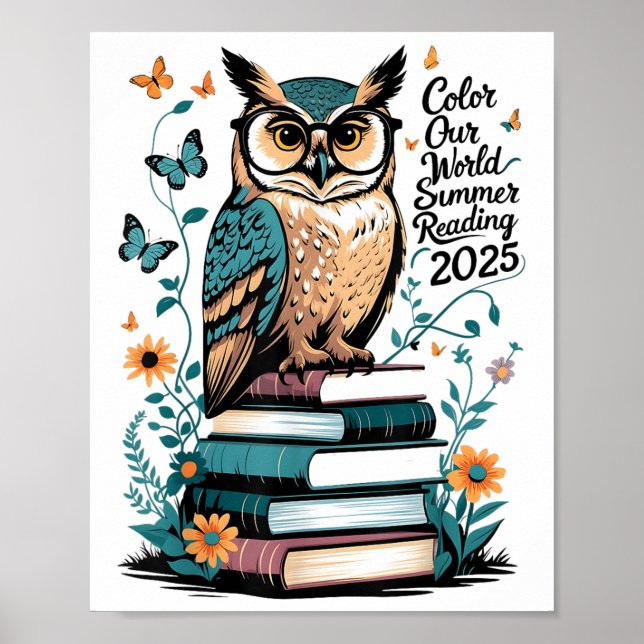 Colour Our World Summer Reading Program 2025 Owl _ Poster (Front)