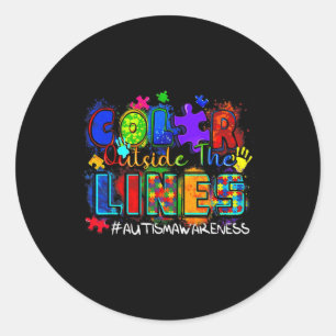 Colour Outside The Lines Autism Awareness 1  Classic Round Sticker