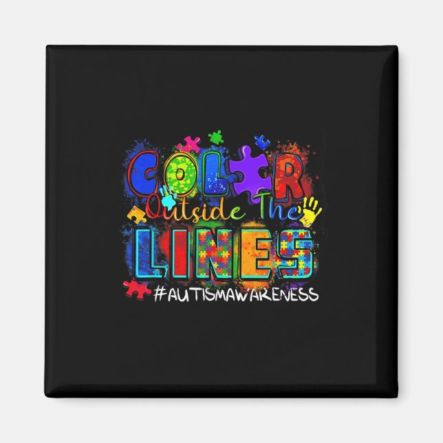 Colour Outside The Lines Autism Awareness 1  Magnet (Front)