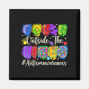 Colour Outside The Lines Autism Awareness Autistic Magnet