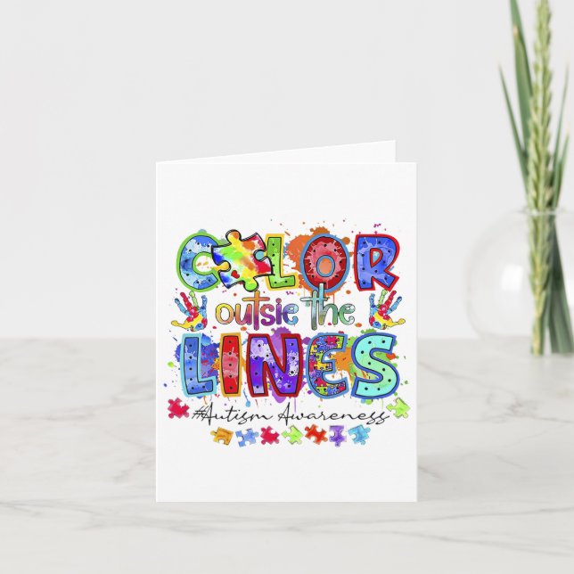 Colour Outside The Lines Autism Awareness  Card (Front)