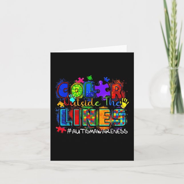 Colour Outside The Lines Autism Awareness  Card (Front)