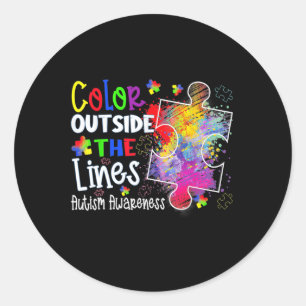 Colour Outside The Lines Autism Awareness Christma Classic Round Sticker