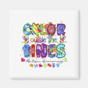 Colour Outside The Lines Autism Awareness  Magnet