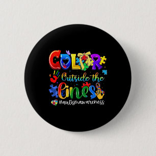 Colour Outside The Lines Autism Awareness Neurodiv 6 Cm Round Badge